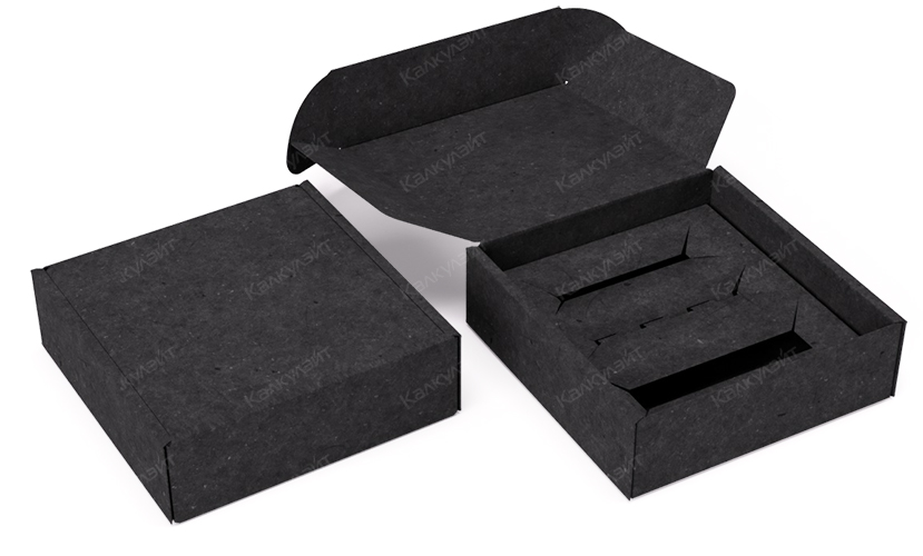 Коробка под косметический набор 150*150*40 мм с ложементом черная