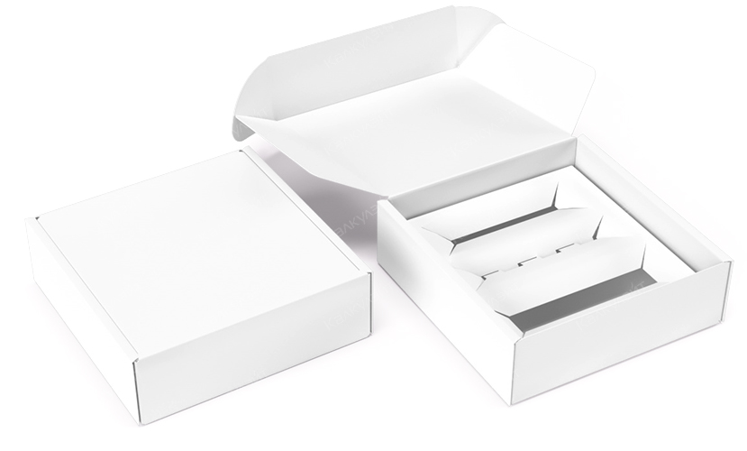 Коробка под косметический набор 150*150*40 мм с ложементом белая